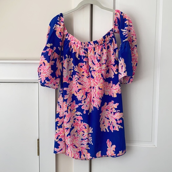 Lilly Pulitzer Sanilla Silk Dress Off The Shoulder - Picture 5 of 6